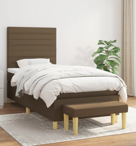 Boxspringbett mit Matratze Dunkelbraun 80x200 cm Stoff