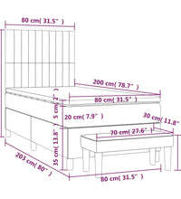 Boxspringbett mit Matratze Dunkelbraun 80x200 cm Stoff