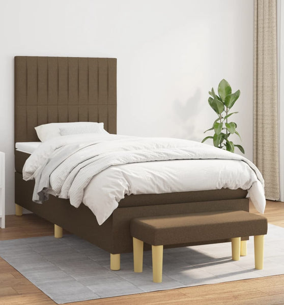 Boxspringbett mit Matratze Dunkelbraun 80x200 cm Stoff