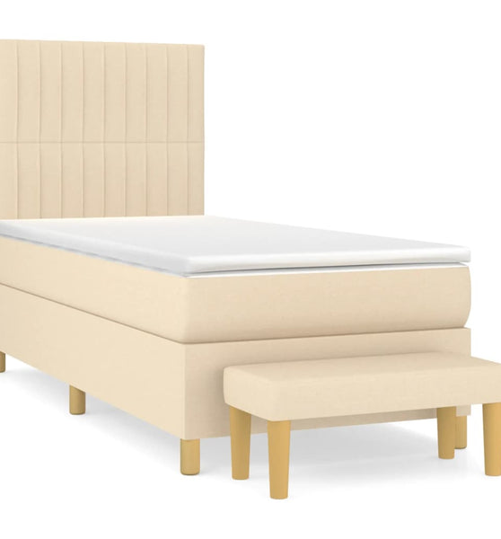 Boxspringbett mit Matratze Creme 90x190 cm Stoff