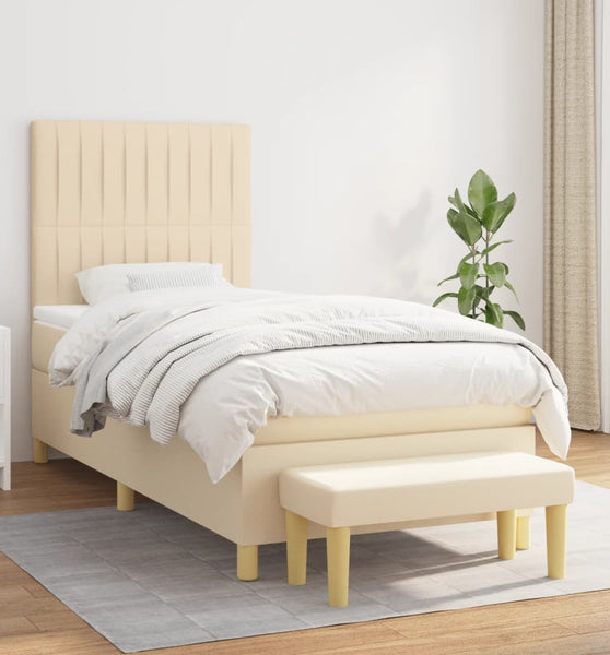 Boxspringbett mit Matratze Creme 90x190 cm Stoff