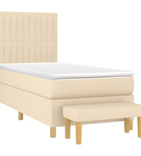 Boxspringbett mit Matratze Creme 90x200 cm Stoff