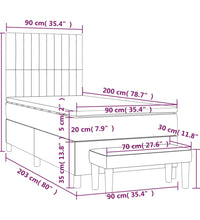 Boxspringbett mit Matratze Creme 90x200 cm Stoff