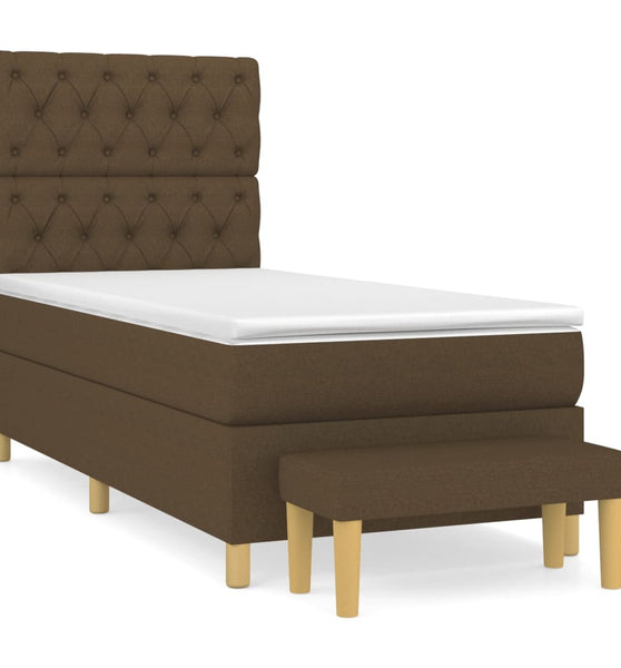 Boxspringbett mit Matratze Dunkelbraun 80x200 cm Stoff