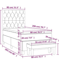 Boxspringbett mit Matratze Dunkelbraun 80x200 cm Stoff