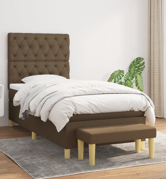 Boxspringbett mit Matratze Dunkelbraun 80x200 cm Stoff