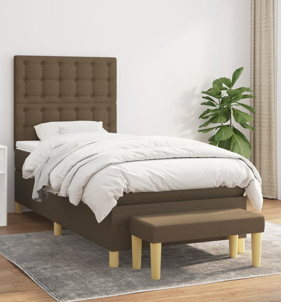 Boxspringbett mit Matratze Dunkelbraun 80x200 cm Stoff