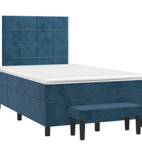 Boxspringbett mit Matratze Dunkelblau 120x200 cm Samt