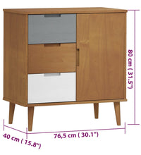 Sideboard MOLDE Braun 76,5x40x80 cm Massivholz Kiefer