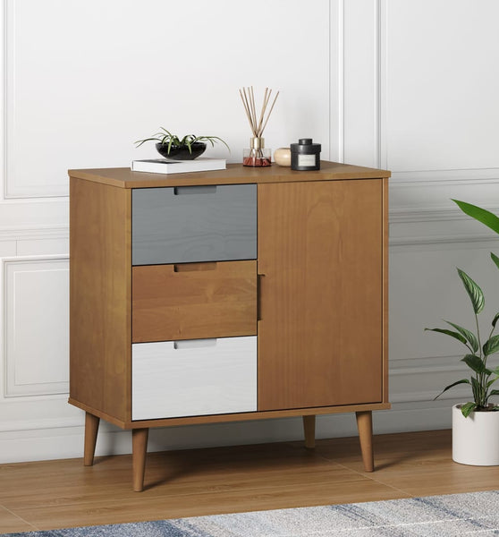 Sideboard MOLDE Braun 76,5x40x80 cm Massivholz Kiefer