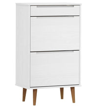 Schuhschrank MOLDE Weiß 59,5x35x103 cm Massivholz Kiefer