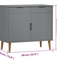 Sideboard MOLDE Grau 90x40x80 cm Massivholz Kiefer