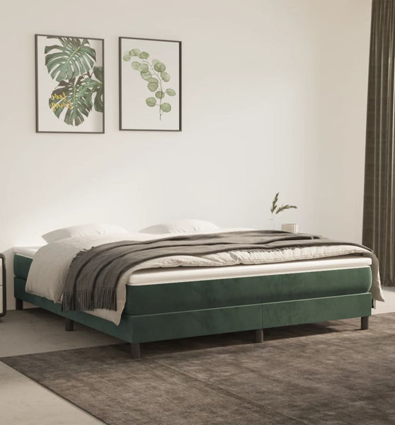 Boxspringbett mit Matratze Dunkelgrün 180x200 cm Samt