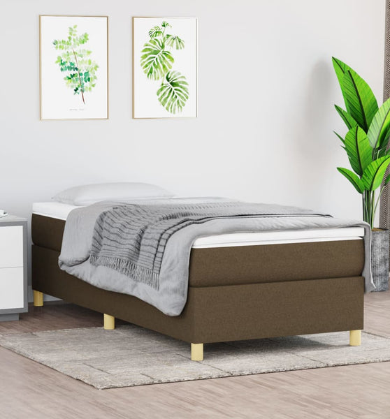 Boxspringbett mit Matratze Dunkelbraun 80x200 cm Stoff
