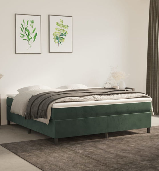 Boxspringbett mit Matratze Dunkelgrün 180x200 cm Samt