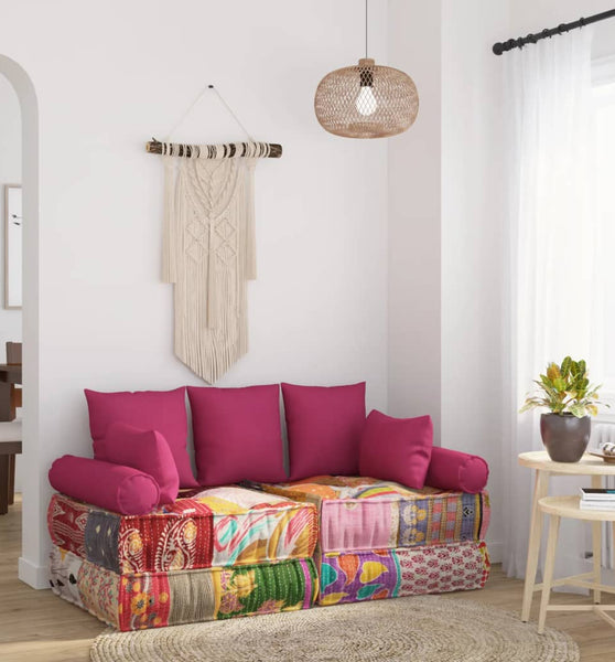 7-tlg. Dekokissen-Set Rosa Stoff