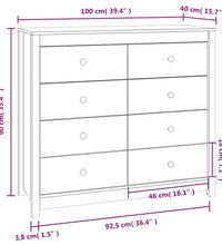 Beistellschrank 100x40x90 cm Massivholz Kiefer