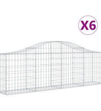 Gabionen mit Hochbogen 6 Stk. 200x30x60/80 cm Verzinktes Eisen