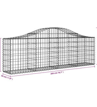 Gabionen mit Hochbogen 6 Stk. 200x30x60/80 cm Verzinktes Eisen