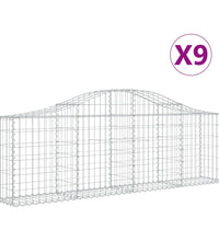 Gabionen mit Hochbogen 9 Stk. 200x30x60/80 cm Verzinktes Eisen