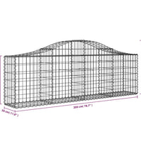 Gabionen mit Hochbogen 9 Stk. 200x30x60/80 cm Verzinktes Eisen