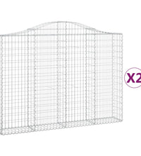 Gabionen mit Hochbogen 2 Stk. 200x30x140/160cm Verzinktes Eisen