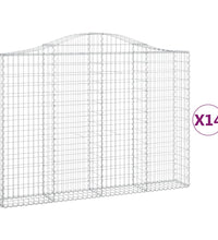 Gabionen mit Hochbogen 14Stk. 200x30x140/160cm Verzinktes Eisen