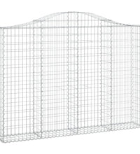 Gabionen mit Hochbogen 14Stk. 200x30x140/160cm Verzinktes Eisen