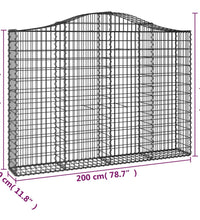 Gabionen mit Hochbogen 14Stk. 200x30x140/160cm Verzinktes Eisen