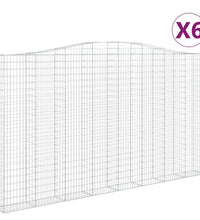 Gabionen mit Hochbogen 6 Stk. 400x30x220/240cm Verzinktes Eisen