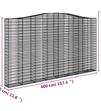 Gabionen mit Hochbogen 6 Stk. 400x30x220/240cm Verzinktes Eisen