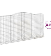 Gabionen mit Hochbogen 15Stk. 400x50x200/220cm Verzinktes Eisen
