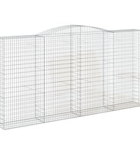 Gabionen mit Hochbogen 15Stk. 400x50x200/220cm Verzinktes Eisen