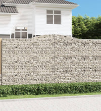 Gabionen mit Hochbogen 15Stk. 400x50x200/220cm Verzinktes Eisen