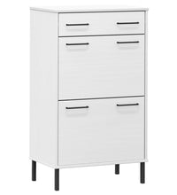 Schuhschrank OSLO mit Metallbeinen Weiß Massivholz Kiefer