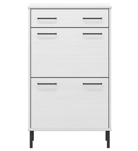 Schuhschrank OSLO mit Metallbeinen Weiß Massivholz Kiefer