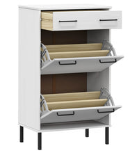 Schuhschrank OSLO mit Metallbeinen Weiß Massivholz Kiefer