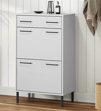 Schuhschrank OSLO mit Metallbeinen Weiß Massivholz Kiefer