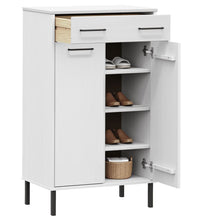 Schuhschrank OSLO mit Metallbeinen Weiß Massivholz Kiefer