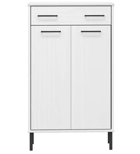 Schuhschrank OSLO mit Metallbeinen Weiß Massivholz Kiefer