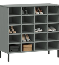 Schuhregal OSLO mit Metallbeinen Grau 95x35x86 cm Massivholz