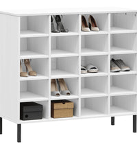 Schuhregal OSLO mit Metallbeinen Weiß 95x35x86 cm Massivholz