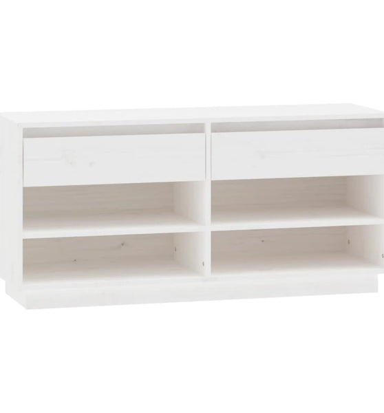 Schuhregal Weiß 110x34x52 cm Massivholz Kiefer