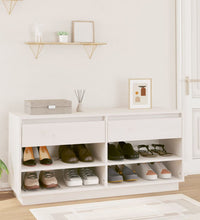 Schuhregal Weiß 110x34x52 cm Massivholz Kiefer