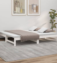 Tagesbett Ausziehbar Weiß 2x(75x190) cm Massivholz Kiefer