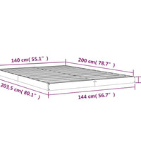 Massivholzbett Schwarz 140x200 cm Kiefer