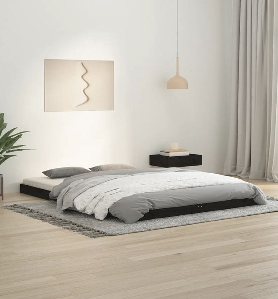 Massivholzbett Schwarz 140x200 cm Kiefer