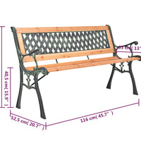 Gartenbank 116 cm Gusseisen und Massivholz Tanne