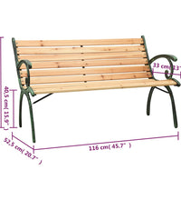 Gartenbank 116 cm Gusseisen und Massivholz Tanne