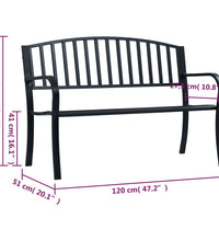 Gartenbank Schwarz 120 cm Stahl